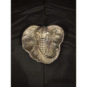 Vintage Peltro Italian Pewter Elephant Head Dish Trinket Tray
